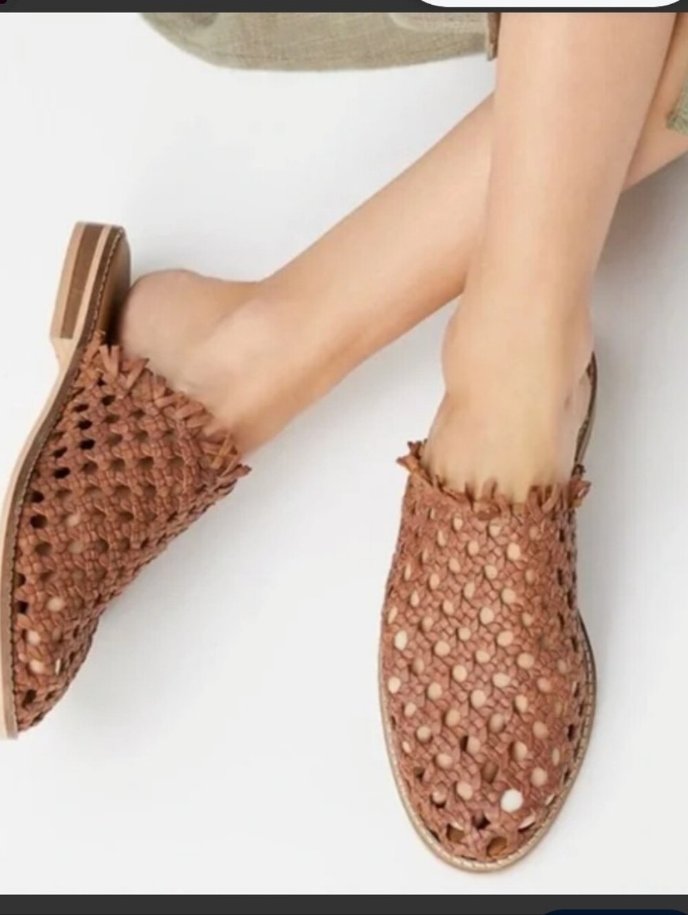 Free People Braided Leather Woven Brown Slip-On Mule - Women Size 39/8.5